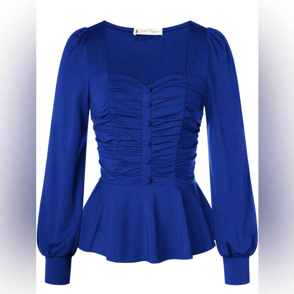 Elegant Blue peplum Women's Top